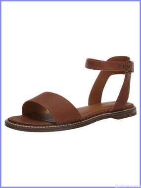 Braided Leather Flat Sandals Ankle Strap Cushioned Footbed
